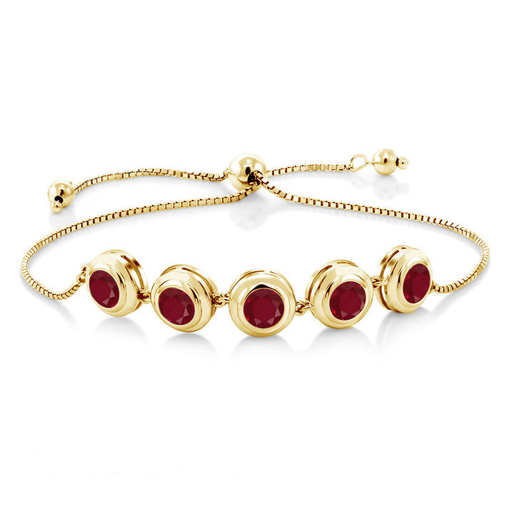 Ruby - July_Bracelet in 925 Yellow Gold Plated Silver