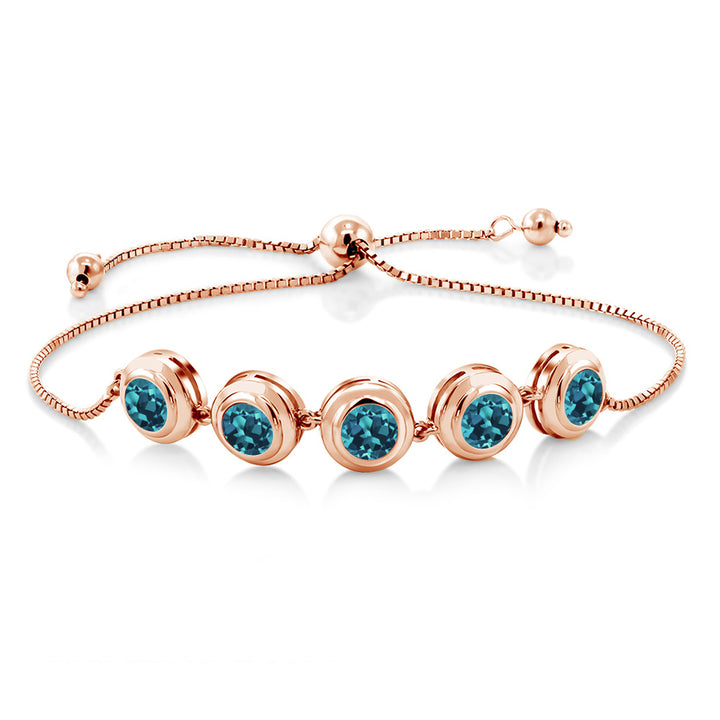 London Blue Topaz - November_Bracelet in 925 Rose Gold Plated Silver