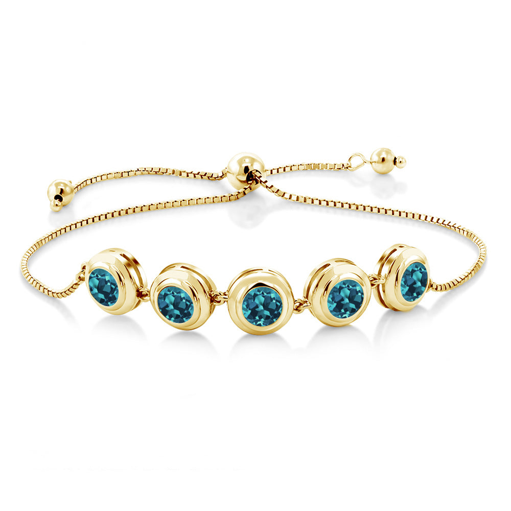 London Blue Topaz - November_Bracelet in 925 Yellow Gold Plated Silver