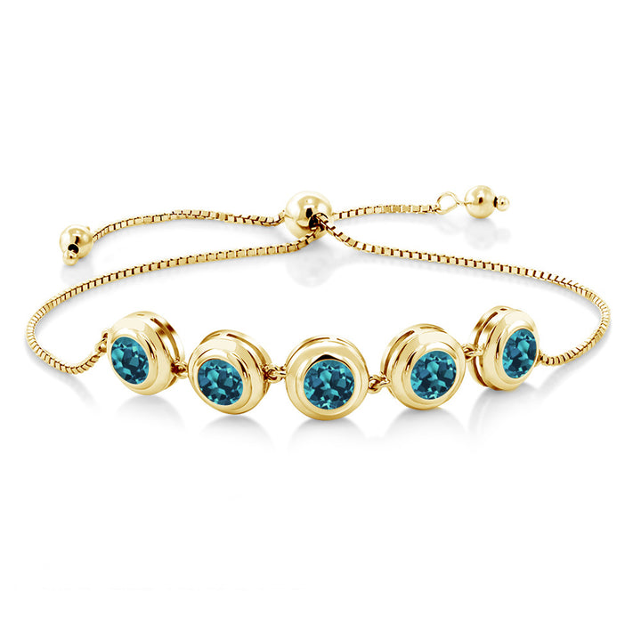 London Blue Topaz - November_Bracelet in 925 Yellow Gold Plated Silver