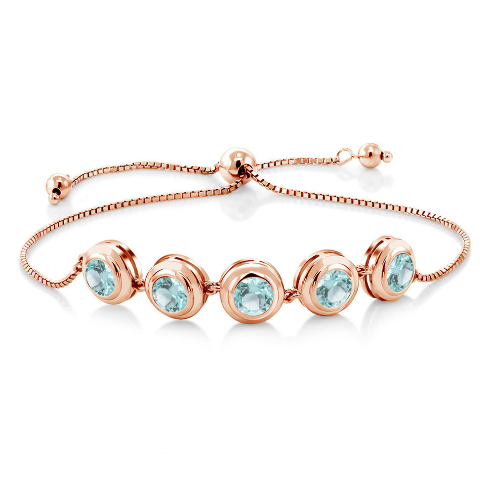 Sky Blue Topaz - November_Bracelet in 925 Rose Gold Plated Silver