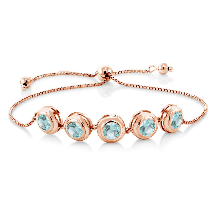 Sky Blue Topaz - November_Bracelet in 925 Rose Gold Plated Silver
