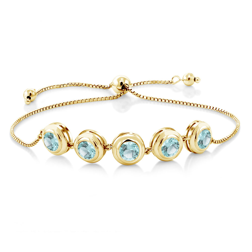 Sky Blue Topaz - November_Bracelet in 925 Yellow Gold Plated Silver