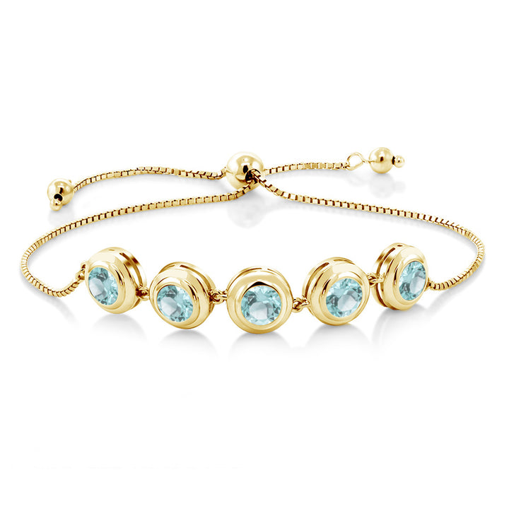 Sky Blue Topaz - November_Bracelet in 925 Yellow Gold Plated Silver