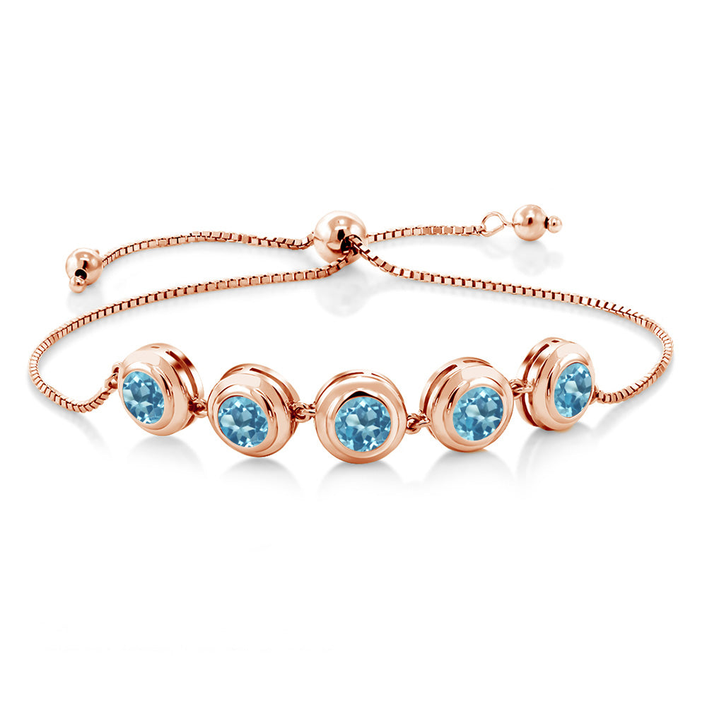 Swiss Blue Topaz - November_Bracelet in 925 Rose Gold Plated Silver
