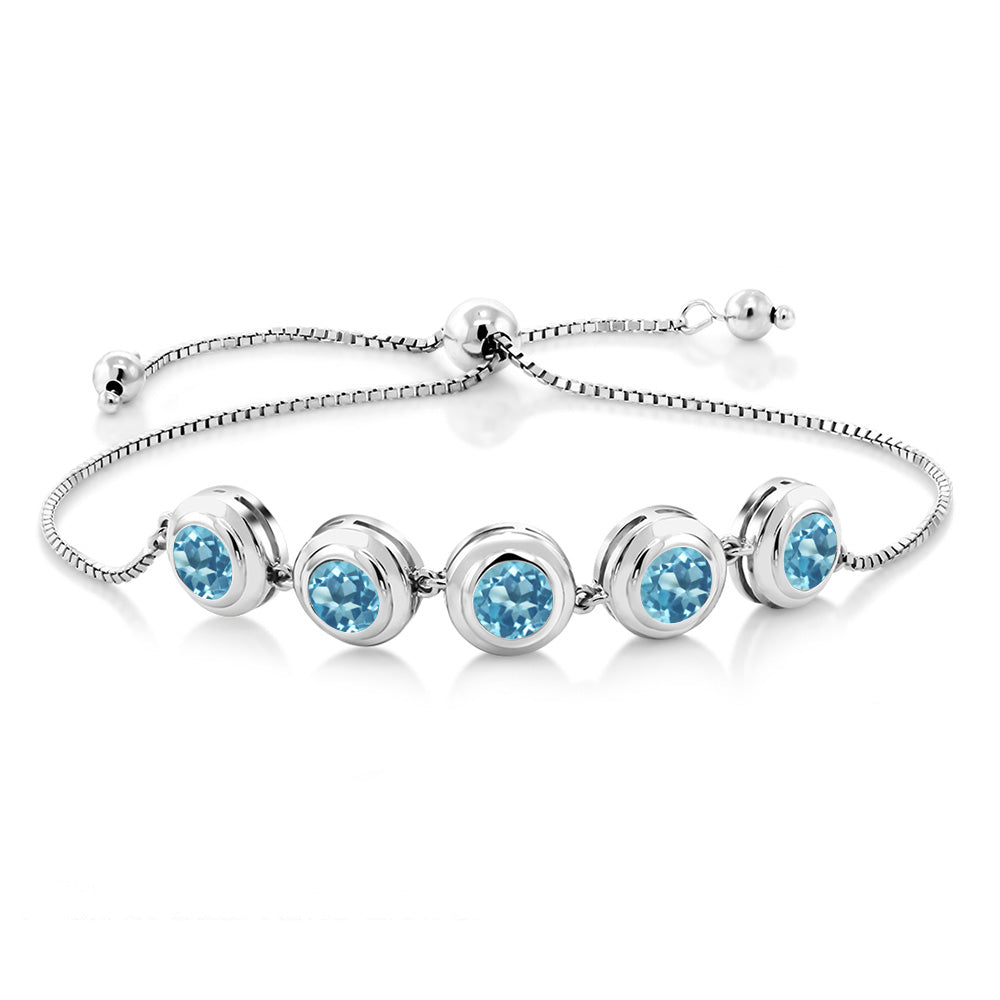 Swiss Blue Topaz - November_Bracelet in 925 Sterling Silver