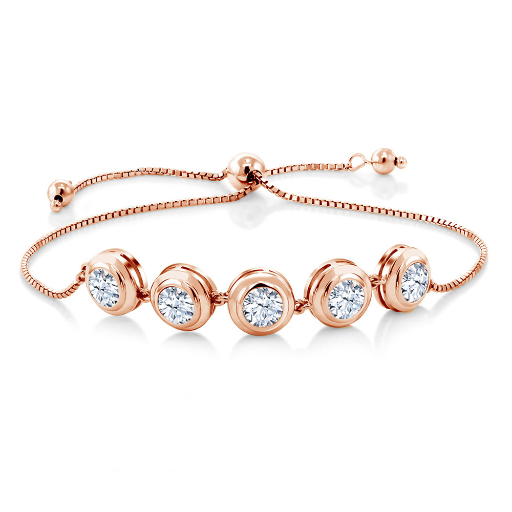 White Created Sapphire - September_Bracelet in 925 Rose Gold Plated Silver