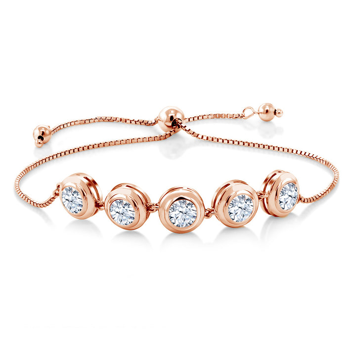 White Created Sapphire - September_Bracelet in 925 Rose Gold Plated Silver