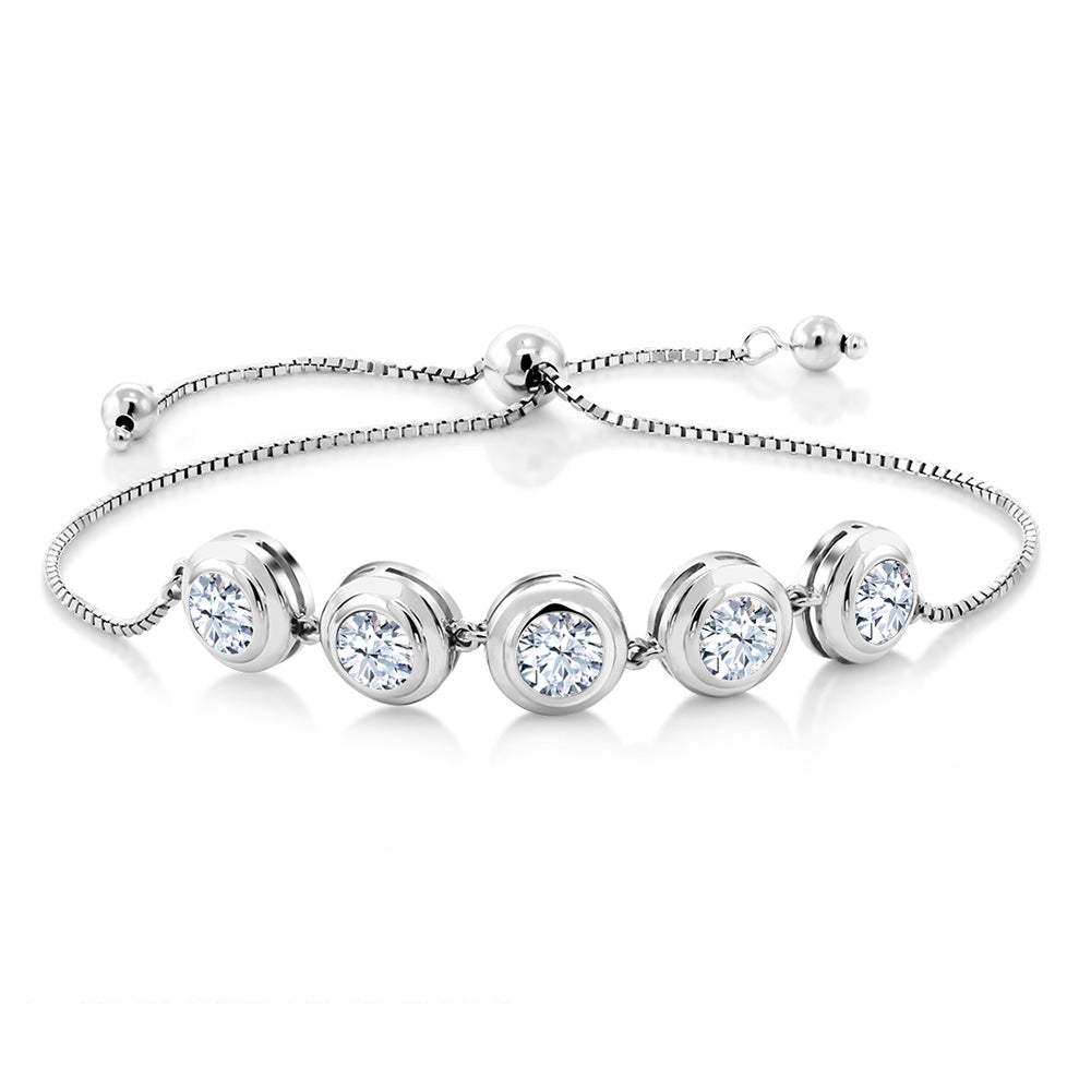 White Created Sapphire - September_Bracelet in 925 Sterling Silver