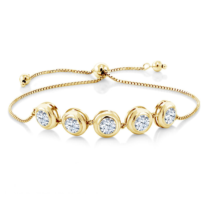White Created Sapphire - September_Bracelet in 925 Yellow Gold Plated Silver