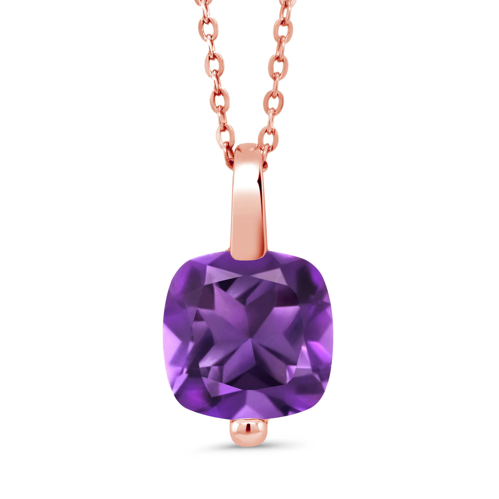Amethyst - February_Pendant in 925 Rose Gold Plated Silver
