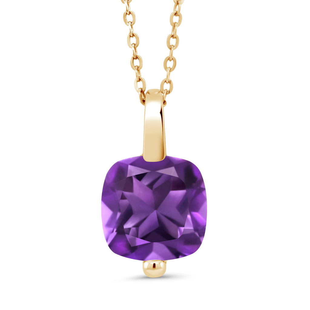 Amethyst - February_Pendant in 925 Yellow Gold Plated Silver