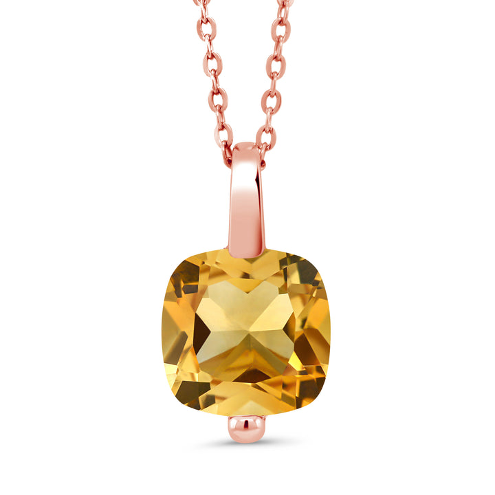 Citrine - November_Pendant in 925 Rose Gold Plated Silver