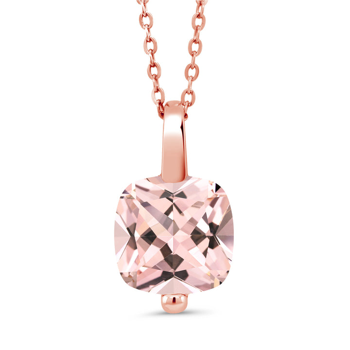 Nano Morganite - October_Pendant in 925 Rose Gold Plated Silver