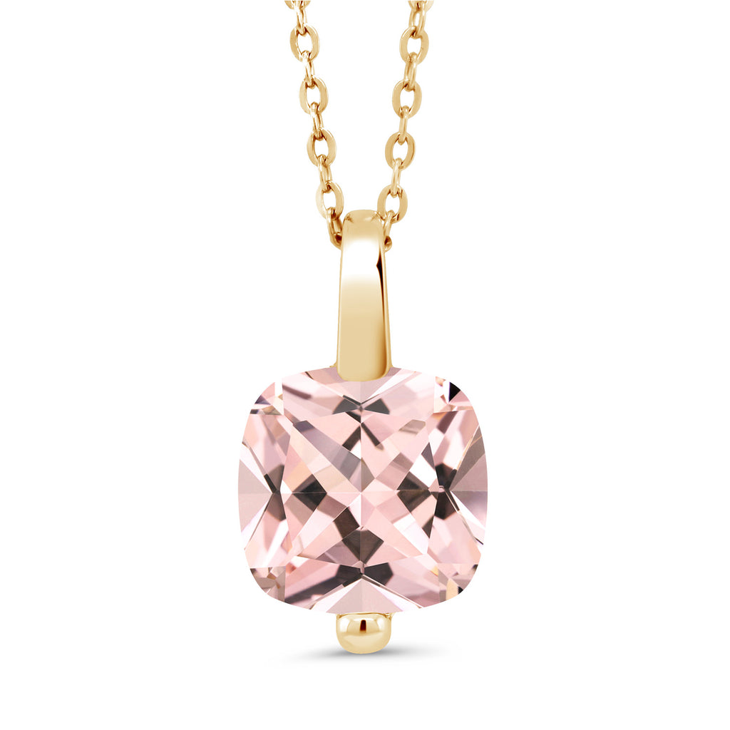 Nano Morganite - October_Pendant in 925 Yellow Gold Plated Silver