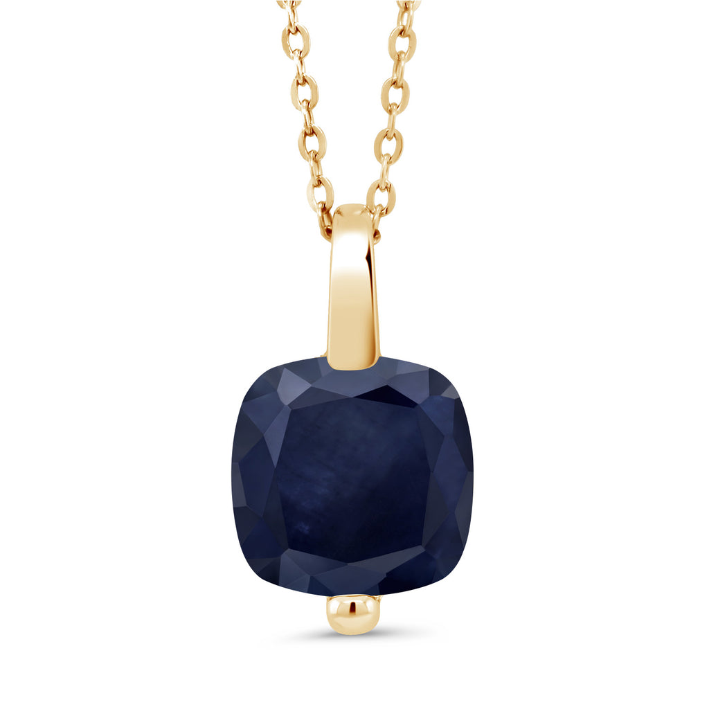 Blue Sapphire - September_Pendant in 925 Yellow Gold Plated Silver