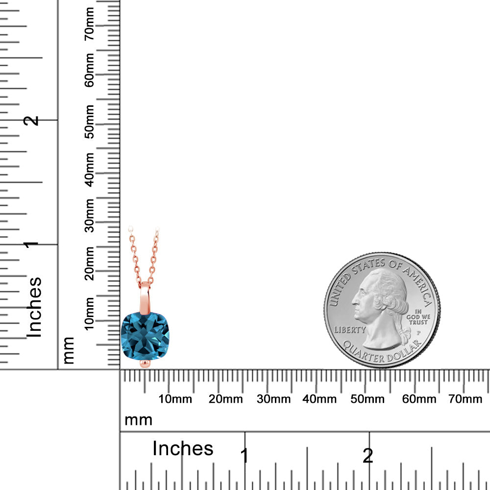 London Blue Topaz - November_Pendant in 925 Rose Gold Plated Silver