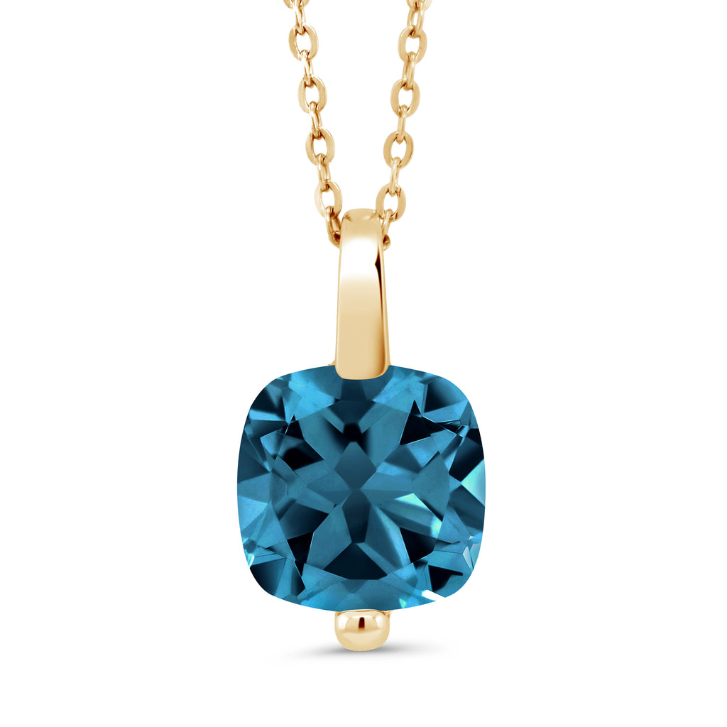London Blue Topaz - November_Pendant in 925 Yellow Gold Plated Silver