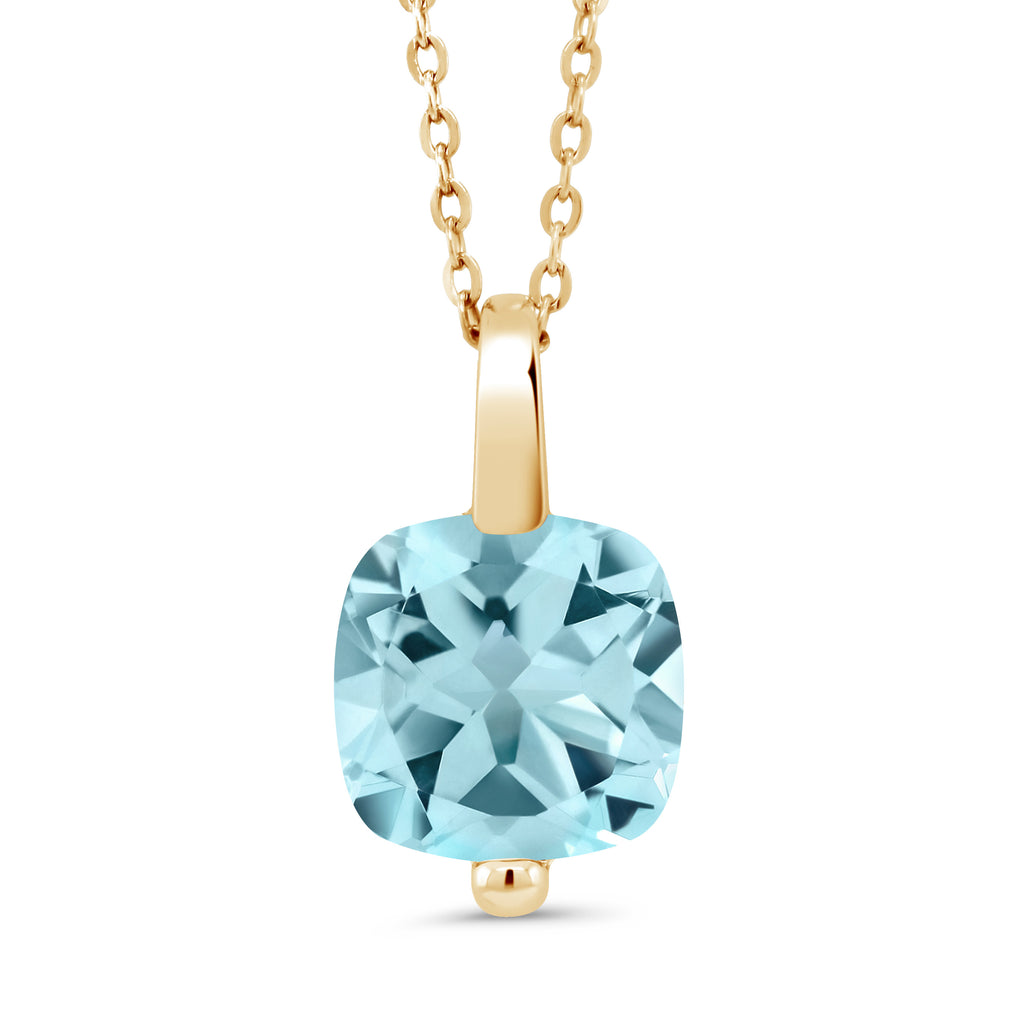 Sky Blue Topaz - November_Pendant in 925 Yellow Gold Plated Silver
