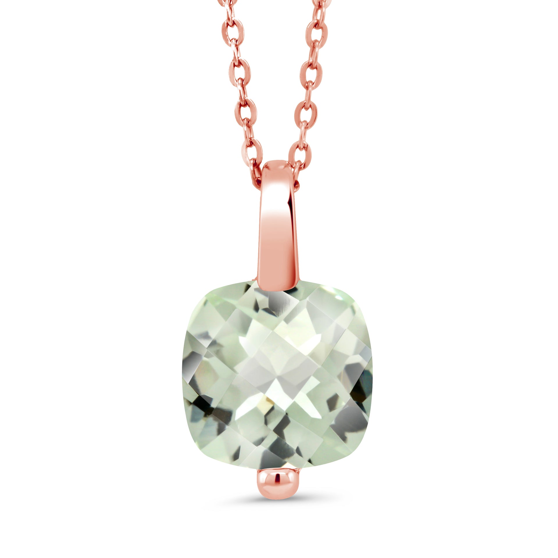 Prasiolite-Checkerboard_Pendant in 925 Rose Gold Plated Silver