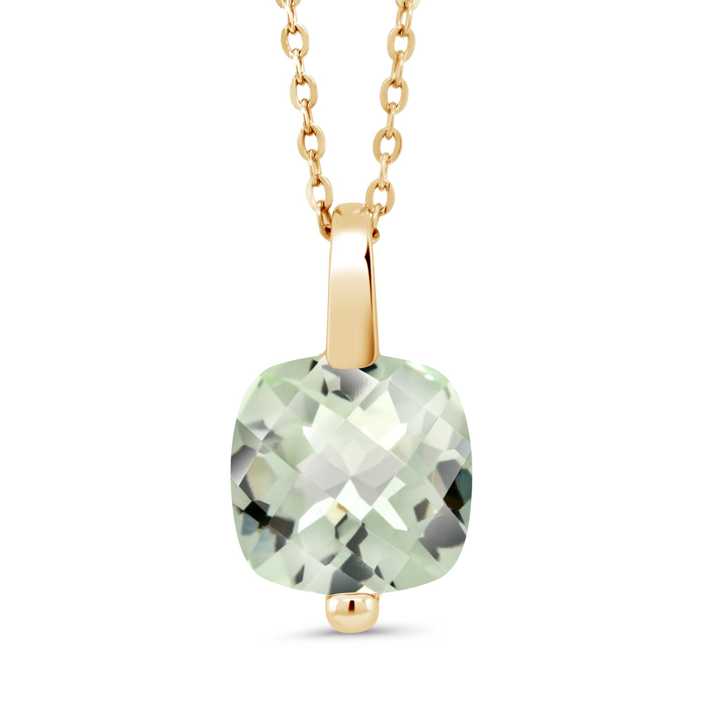 Prasiolite-Checkerboard_Pendant in 925 Yellow Gold Plated Silver