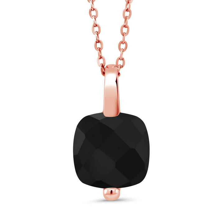 Onyx-Checkerboard - December_Pendant in 925 Rose Gold Plated Silver
