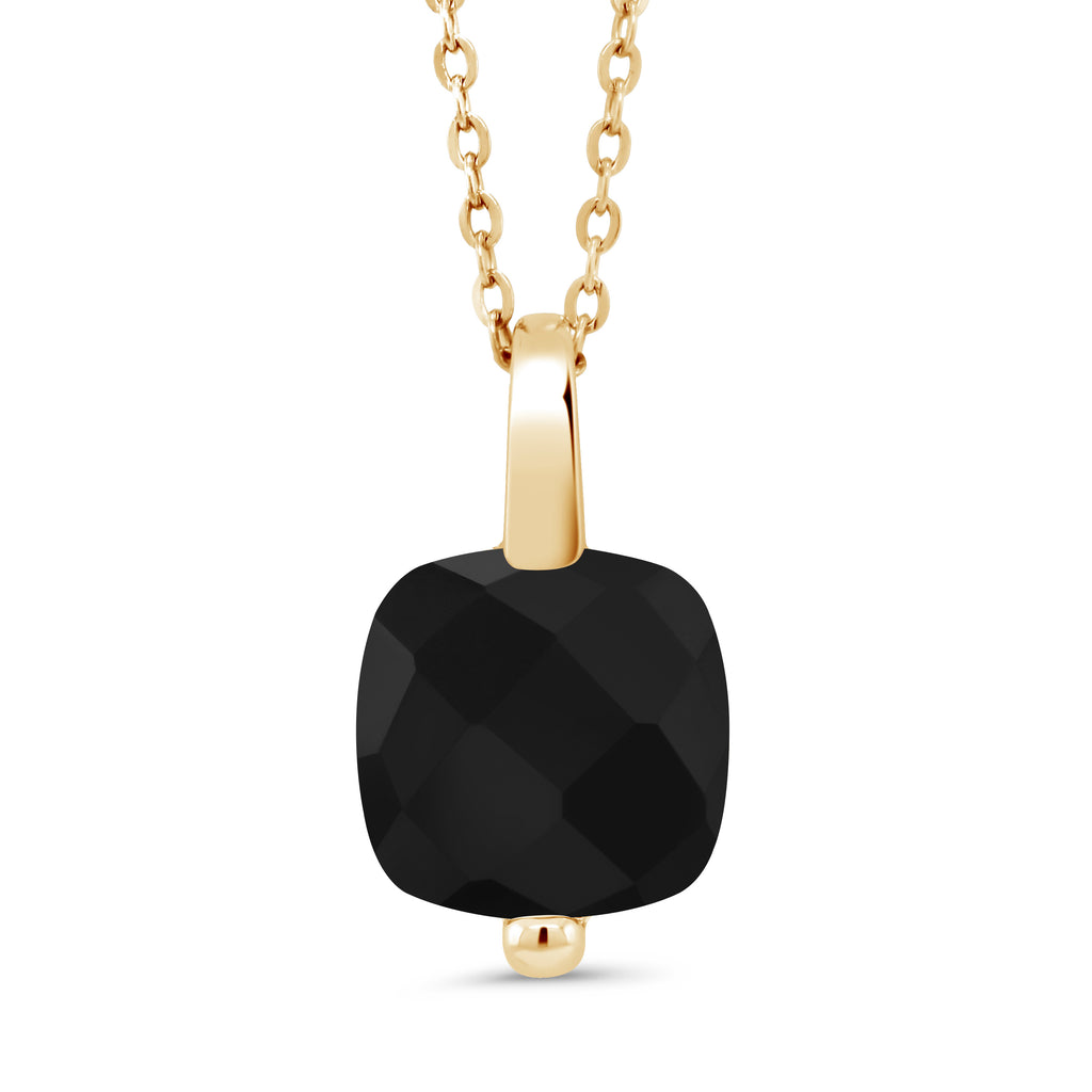 Onyx-Checkerboard - December_Pendant in 925 Yellow Gold Plated Silver