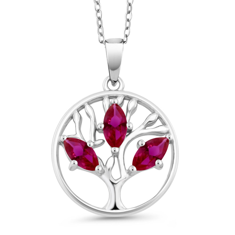 Created Ruby - July_Pendant in 925 Sterling Silver