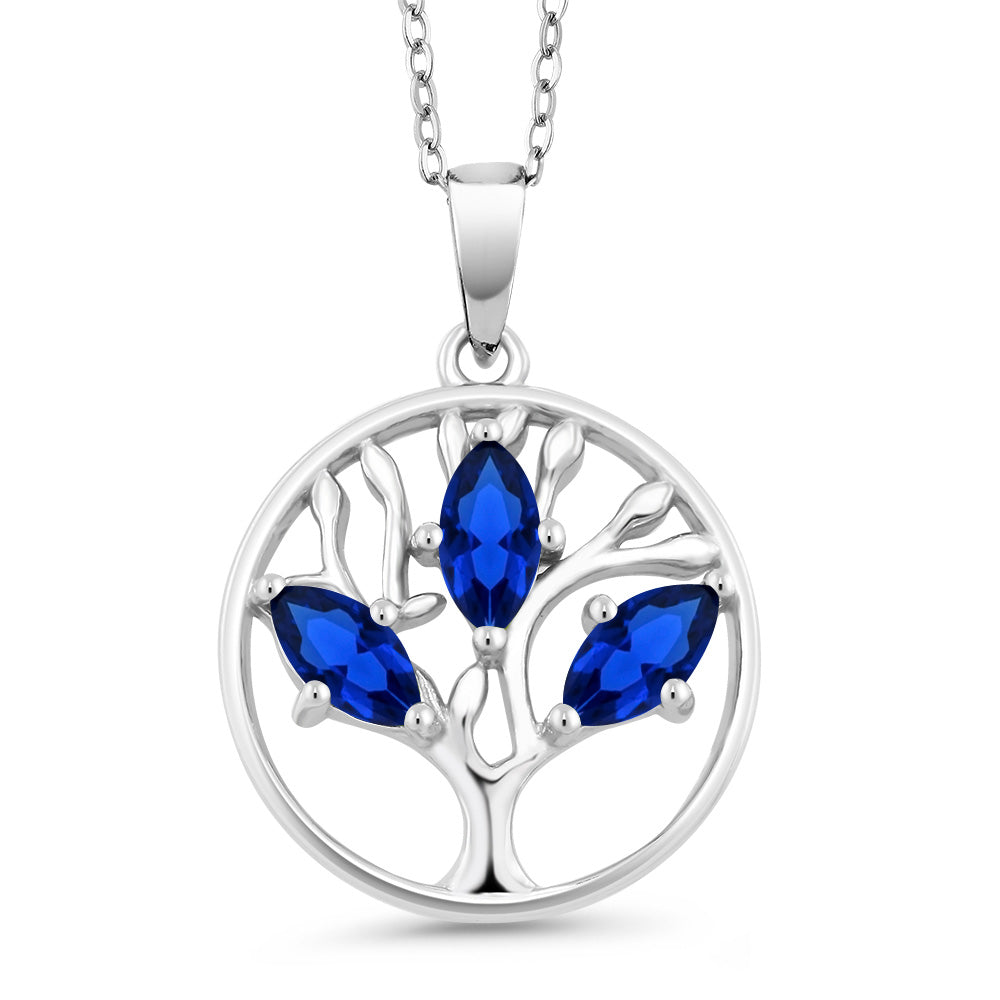 Created Sapphire - September_Pendant in 925 Sterling Silver