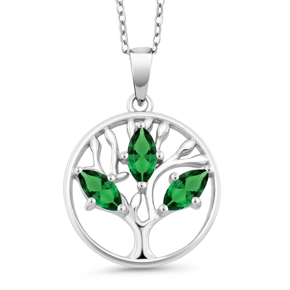 Created Emerald - May_Pendant in 925 Sterling Silver