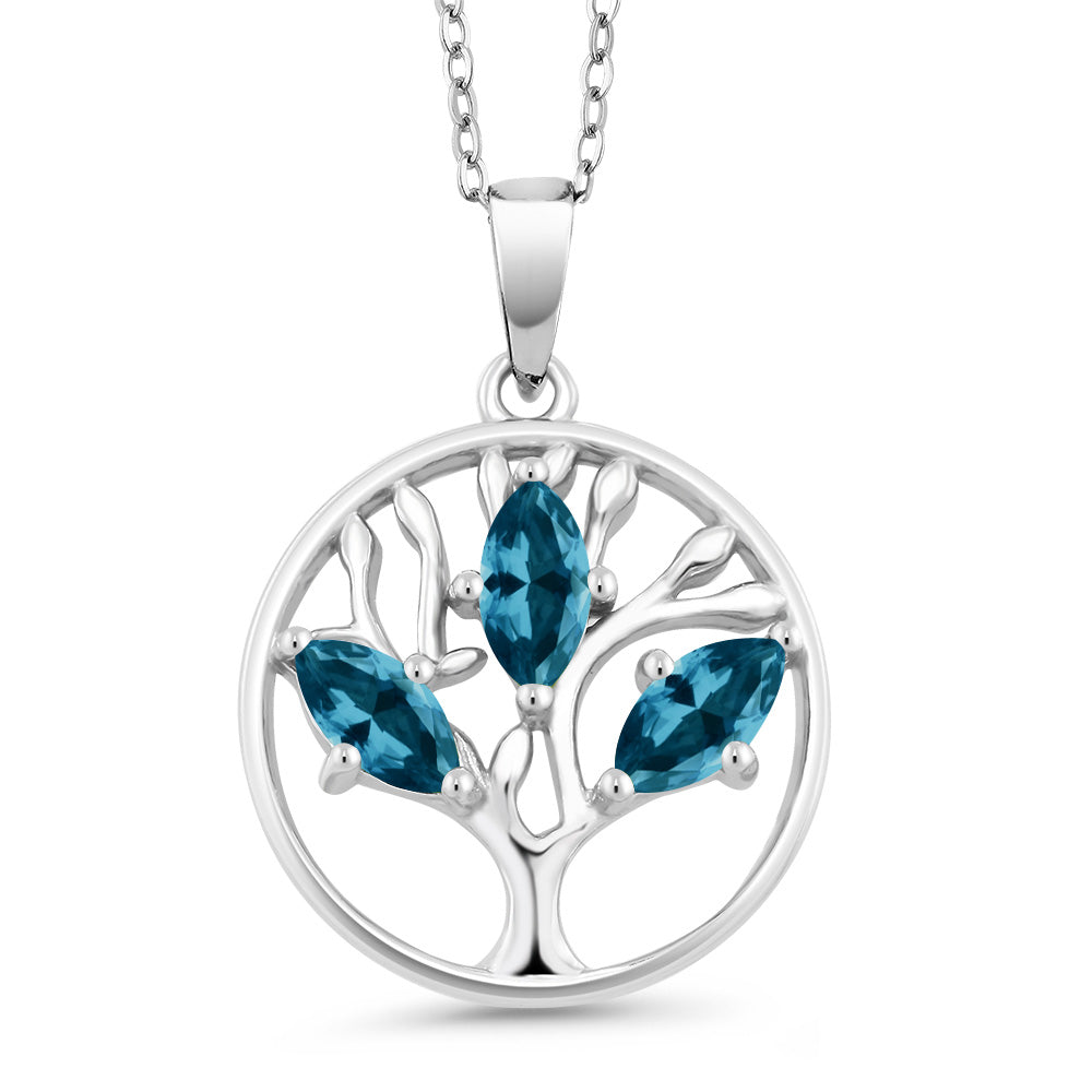 London Blue Topaz - November_Pendant in 925 Sterling Silver