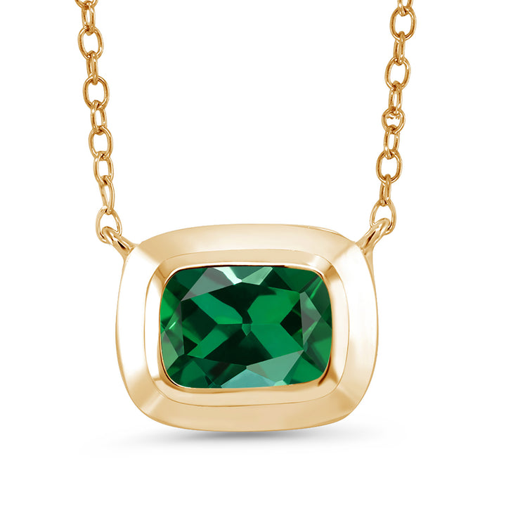 Created Emerald - May_Pendant in 925 Yellow Gold Plated Silver