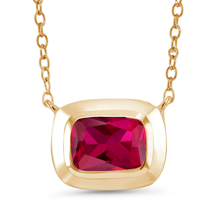 Created Ruby - July_Pendant in 925 Yellow Gold Plated Silver