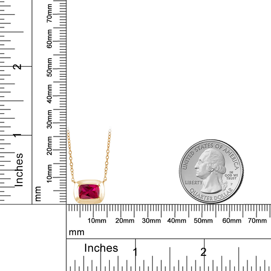 Created Ruby - July_Pendant in 925 Yellow Gold Plated Silver