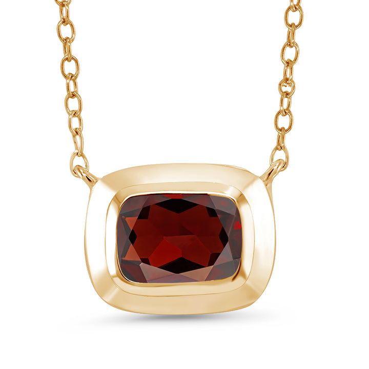 Garnet - January_Pendant in 925 Yellow Gold Plated Silver