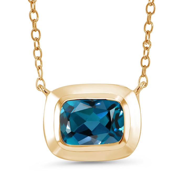 London Blue Topaz - November_Pendant in 925 Yellow Gold Plated Silver