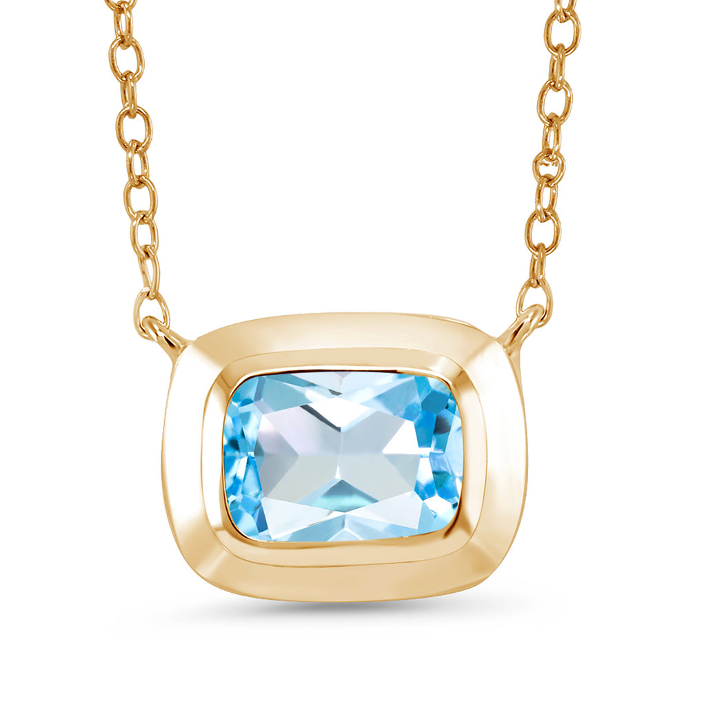 Sky Blue Topaz - November_Pendant in 925 Yellow Gold Plated Silver