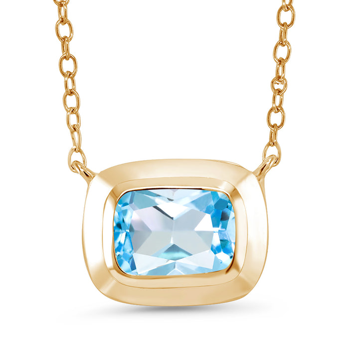 Sky Blue Topaz - November_Pendant in 925 Yellow Gold Plated Silver