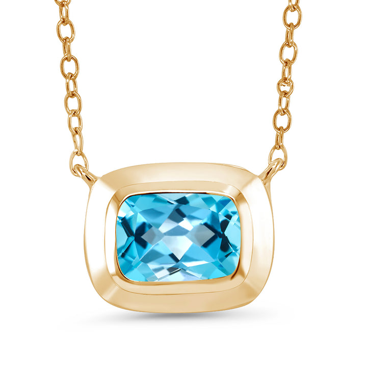 Swiss Blue Topaz - November_Pendant in 925 Yellow Gold Plated Silver