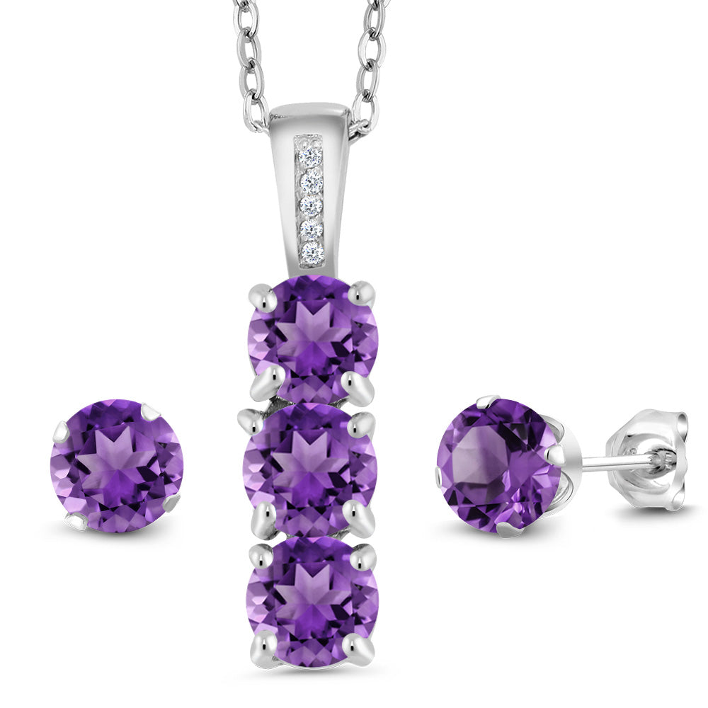 Amethyst - February_Pendant Earrings Set in 925 Sterling Silver
