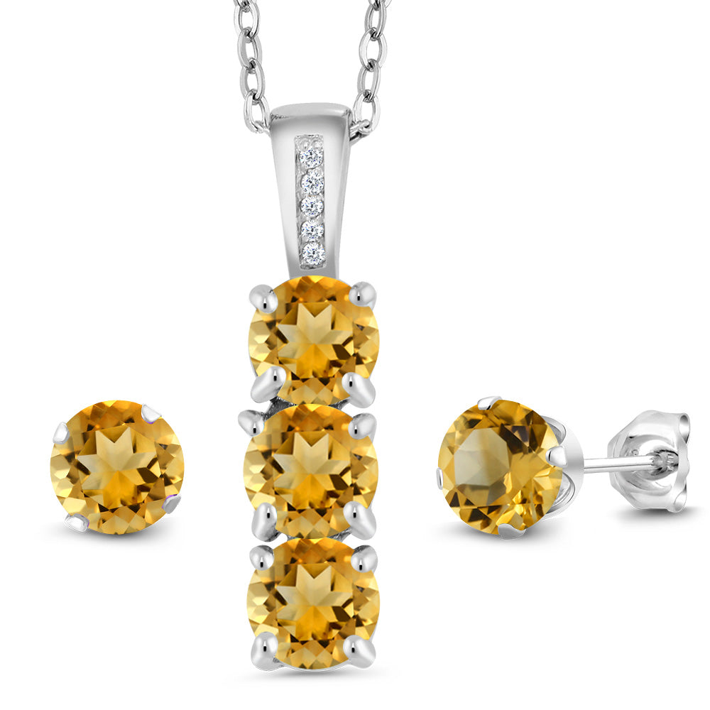 Citrine - November_Pendant Earrings Set in 925 Sterling Silver