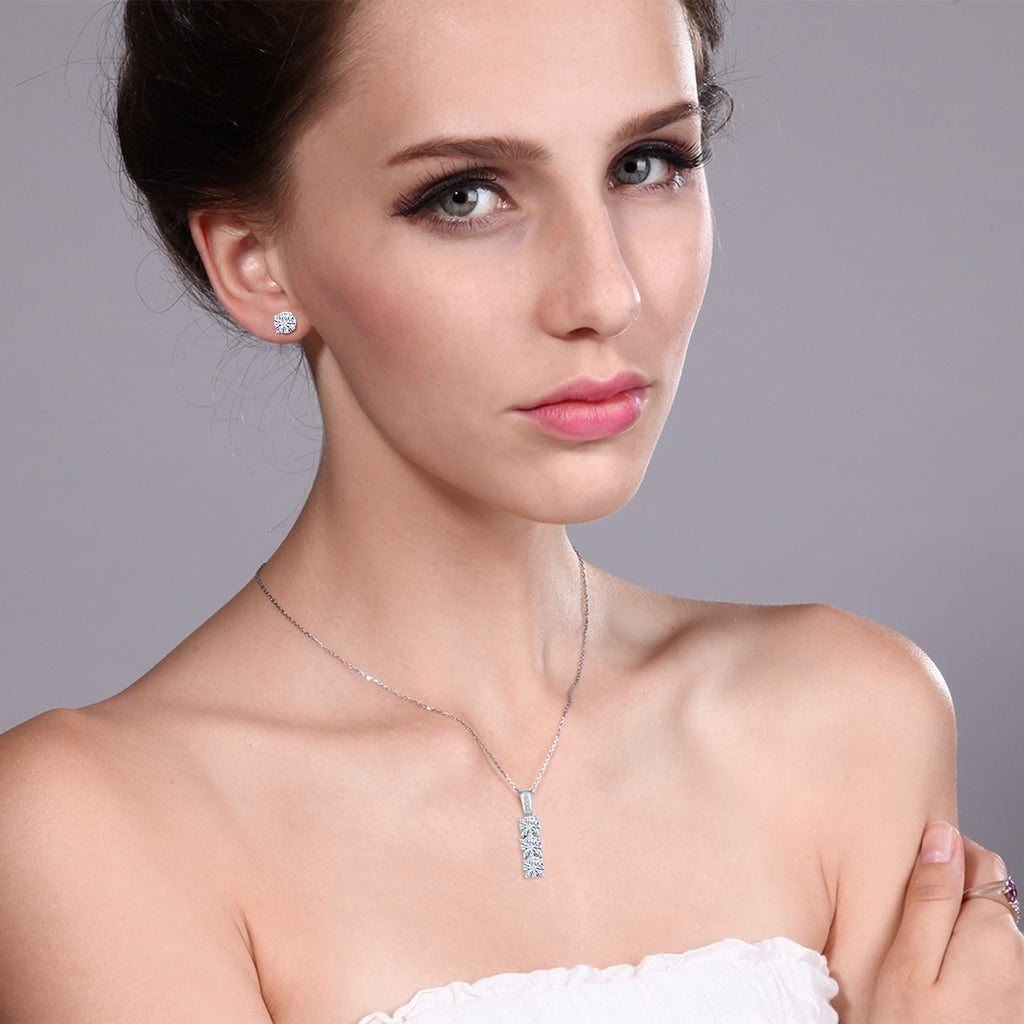 Moissanite - April_Pendant Earrings Set in 925 Sterling Silver