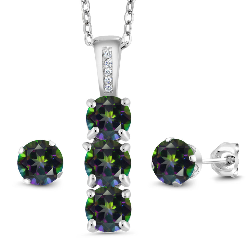 Green Mystic Topaz_Pendant Earrings Set in 925 Sterling Silver
