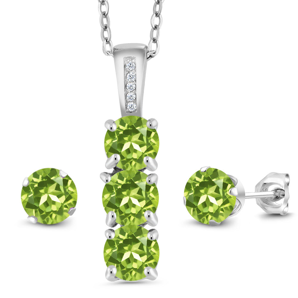 Peridot - August_Pendant Earrings Set in 925 Sterling Silver