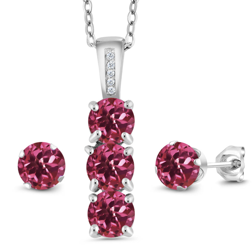 Tourmaline - October_Pendant Earrings Set in 925 Sterling Silver