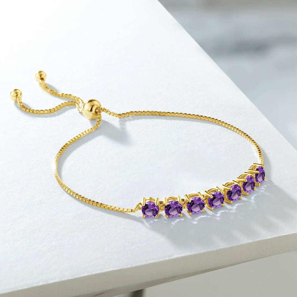 Amethyst - February_Bracelet in 925 Yellow Gold Plated Silver