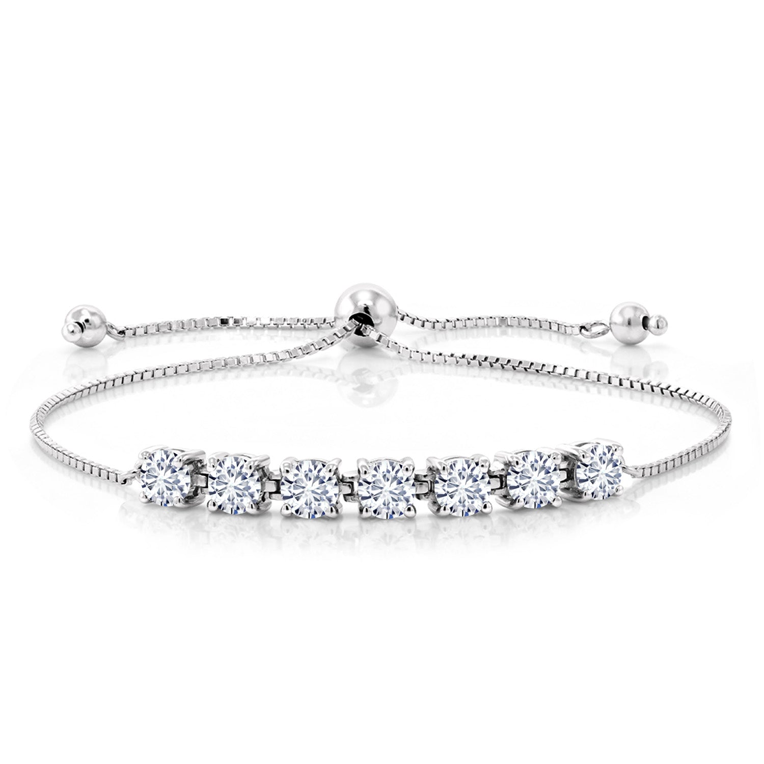 925 Sterling Silver White Moissanite Women's Tennis Bracelet (2.31 Cttw, Adjustable up to 9 Inches)