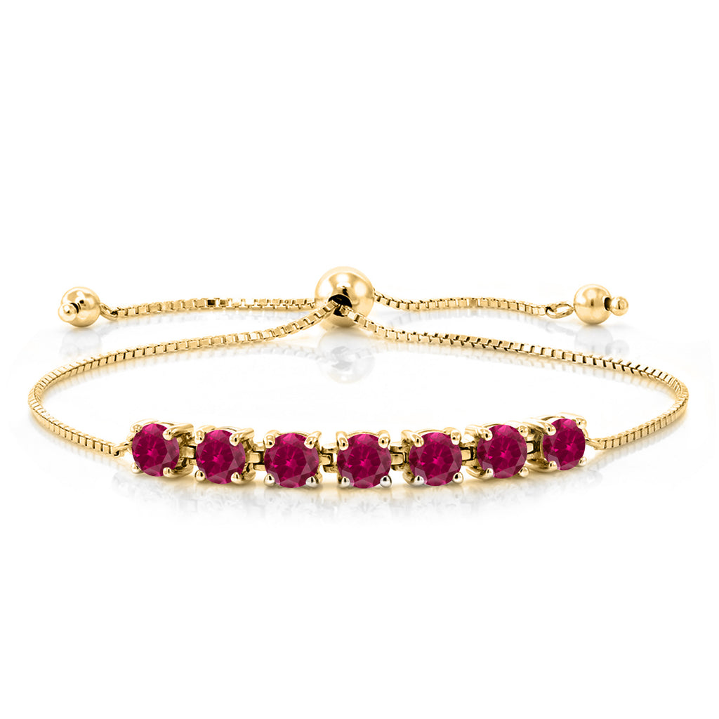 Created Ruby - July_Bracelet in 925 Yellow Gold Plated Silver