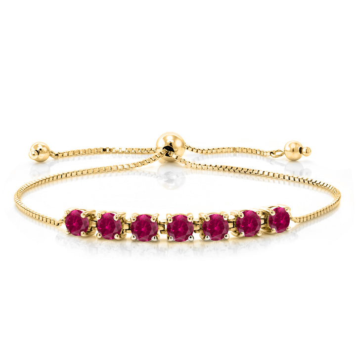 Created Ruby - July_Bracelet in 925 Yellow Gold Plated Silver