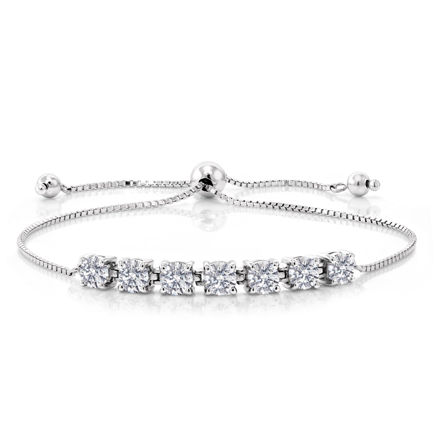 7-Stone Tennis Bracelet For Women In 925 Sterling Silver | 4.5MM Round Gemstone Birthstone | Fully Adjustable Up to 9 Inch